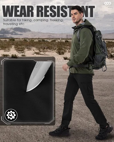 Vista 5 de 33,000ft Pantalones de senderismo para hombre, 6 bolsillos, resistentes al agua, ligeros, pantalones de pesca para viajes al aire libre, trabajo