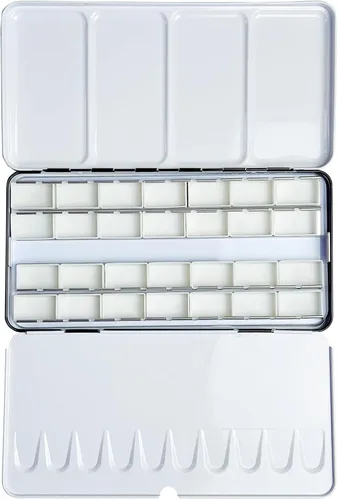 Vista 15 de FCLUB Sartenes vacías de acuarela – 20 sartenes completas (3ml) y 20 sartenes medias (2ml), sartenes de pintura de acuarela de plástico rellenables