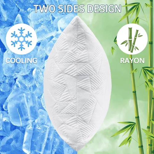 Vista 2 de BETU Almohada Refrescante Tamaño Queen, Almohada Fresca de Espuma Viscoelástica Triturada para Personas que Duermen con Calor, Almohadas de Cama