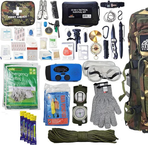 Vista 9 de Mochila Bug Out Bag Kit ideal para la familia, mochila de supervivencia para terremotos, huracanes, inundaciones, tornados, incendios y otros