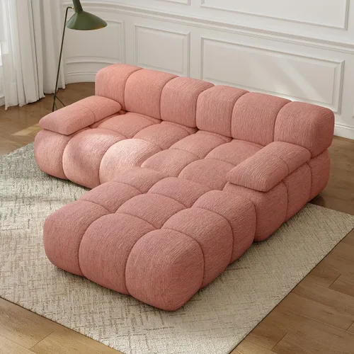 Vista 14 de Settab Sofá modular de nube modular de 118.5 pulgadas con otomana móvil, sofá de pana moderno de 4 asientos, asiento profundo, sofá sin hueso