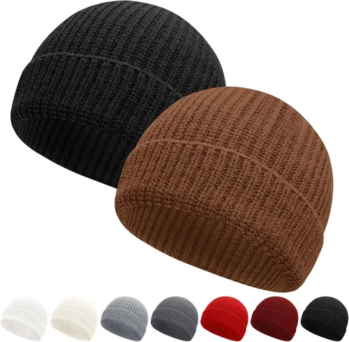 Vista 13 de NPQQUAN Gorros de pescador para hombres y mujeres, gorro de punto corto para invierno