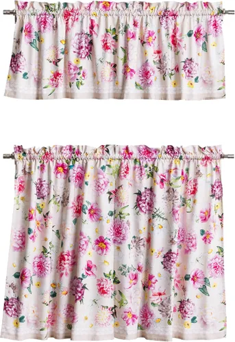 Vista 64 de Maison d' Hermine Juego de cortinas de cocina para ventanas, juego de cortinas de cocina 100% algodón, cenefas para el hogar [2 niveles