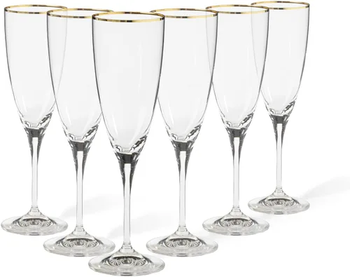 Vista 3 de Casafina, Colección Sensa, vasos de vidrio, juego de 6 copas de champán con copas, transparente, 8 onzas