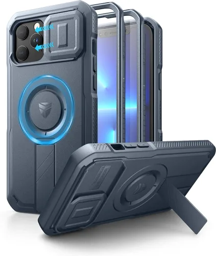 Vista 110 de Dexnor - Funda para iPhone 12 & iPhone 12 Pro con tapa deslizante para cámara, soporte ajustable y protector de pantalla integrado, carcasa