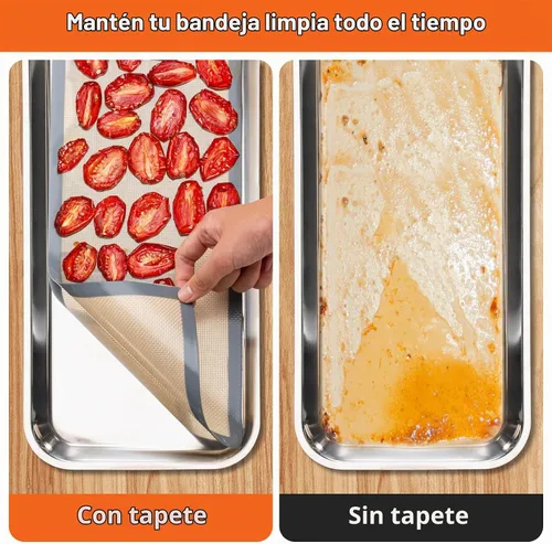 Vista 2 de 5 alfombrillas de silicona para hornear para cosecha, bandejas de tamaño mediano (gris, M - mediano)