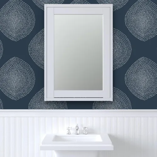 Vista 9 de Spoonflower Boho White Navy Dots Pre-Pasted Removable Wallpaper Sample 12" x 24" Abstract Bohemian Water-activated, simple to install and
