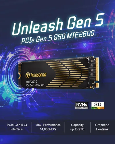 Vista 3 de Transcend SSD Gen5 de 1 TB con disipador de calor, hasta 14,000 MB/s, expansión de almacenamiento para consolas PS5, compatible con computadoras