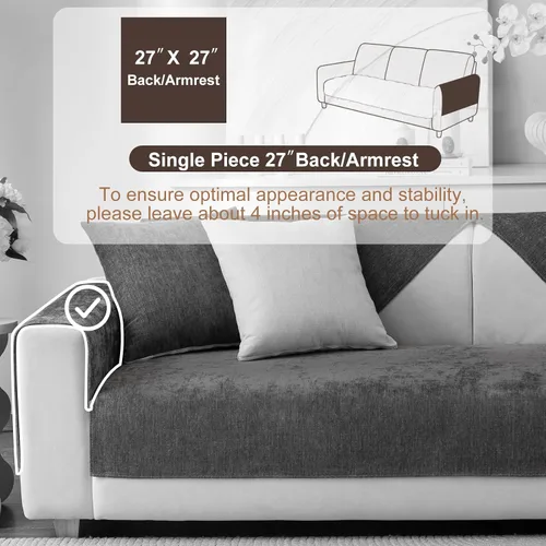 Vista 2 de Funda de felpilla suave, antideslizante, lavable para sofá modular de 3 cojines, funda para sofá de 3 cojines, funda para sofá con diseño afilado