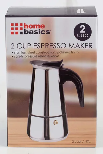 Vista 9 de Home Basics EM00248 - Máquina de café expreso de acero inoxidable de 2 tazas, color plateado