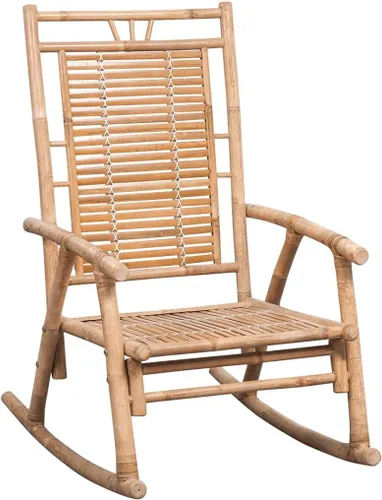 Vista 3 de Mecedora con cojín Sillas de comedor de bambú Sillas para comedor Sillas para Comedor para patio, playa, picnic estudio