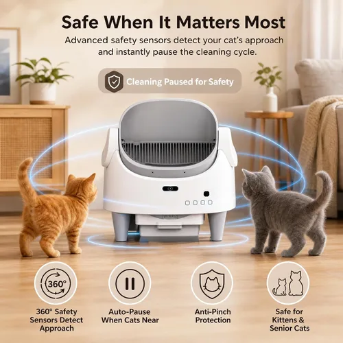 Vista 4 de Takywep Caja de arena inteligente autolimpiante superior abierta, bandeja de arena automática para gatos Blanco