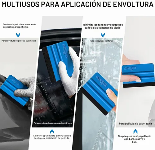 Vista 3 de Teckwrap - Escobilla de goma, fieltro y plástico de 4 pulgadas para calcomanías de vinilo para automóviles, herramienta de aplicación