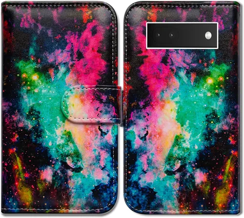 Vista 20 de Bcov Funda para Pixel 6a, diseño de pájaro negro de cuero verde con tapa para teléfono con ranura para tarjetas, soporte para Google Pixel 6a