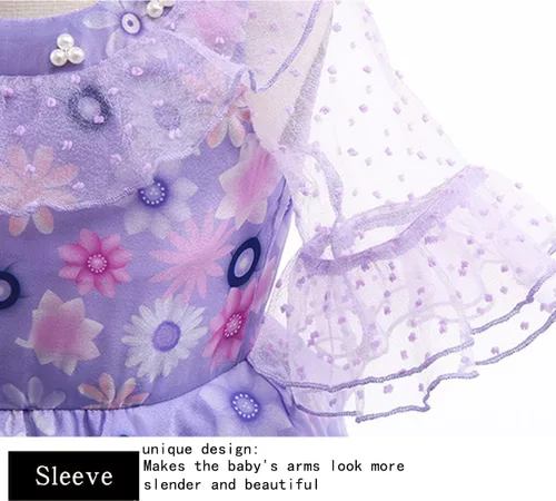 Vista 4 de Vestido de disfraz para niñas cosplay Isabela Madrigal princesa Halloween con anteojos aretes 3-4 años