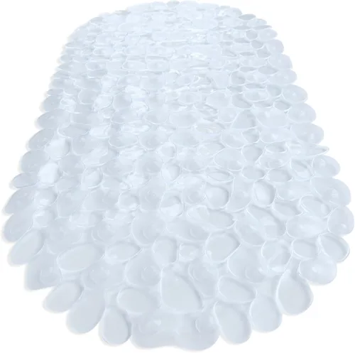 Vista 5 de Alfombra antideslizante para bañera y ducha "Pebbles" de 27 x 14 pulgadas, ovalada, no tóxica, segura, limpia, lavable a máquina, agarre y drenaje
