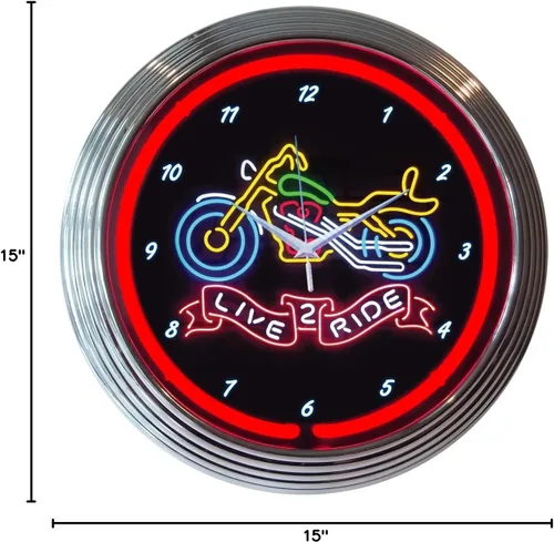 Vista 2 de Neonetics Reloj de pared Live 2 Ride Neon de 15 pulgadas