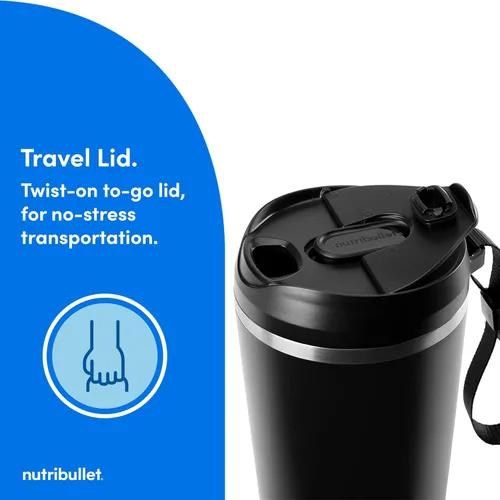Vista 10 de nutribullet Batidora portátil abatible con vaso aislante, inalámbrico, negro, NBPB50350AK
