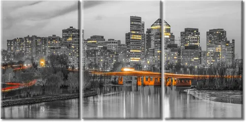 Vista 65 de TUMOVO Arte de pared en blanco y negro con paisaje urbano de Nueva York, decoración de pared de horizonte de Nueva York para sala de estar, puente