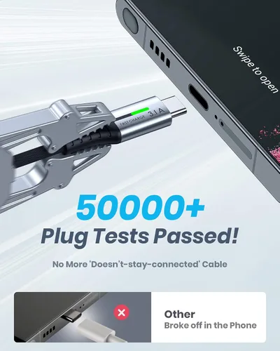 Vista 4 de INIU Cable USB C, [6 unidades de 1.6/6.6/6.6 pies] 3.1A QC3.0 tipo C cargador de carga rápida, cables de carga USBC de nailon duradero para Samsung