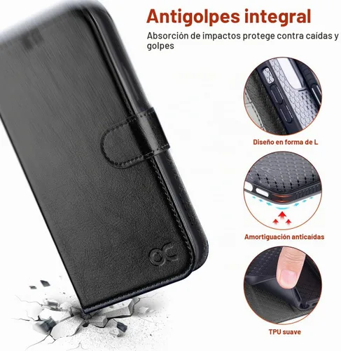 Vista 6 de OCASE Compatible con iPhone 12 Case/Compatible con iPhone 12 Pro Wallet Case, funda tipo cartera de piel sintética con tapa y tarjeteros con bloqueo