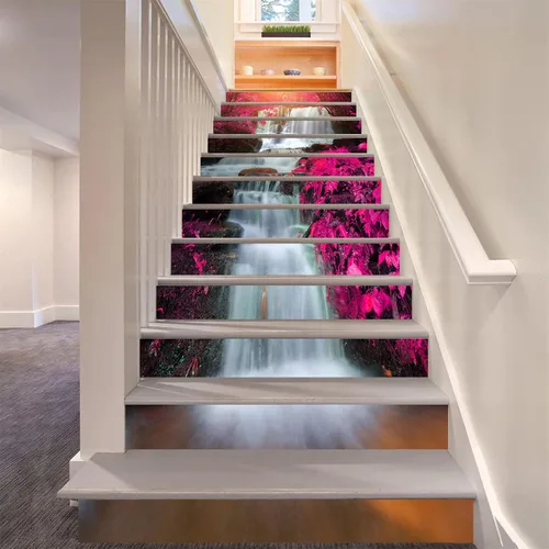 Vista 26 de artfanke 13 piezas de adhesivos 3D de amanecer en la playa - Adhesivos para escalones de pelar y pegar para decoración de hogar y oficina - 39,37" x