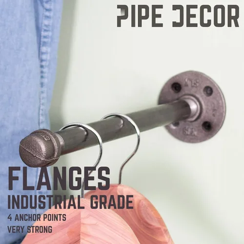 Vista 6 de PIPE DECOR Perchero industrial de tubería montado en la pared, exhibición de ropa para armario comercial o residencial, resistente, rústico