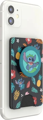 Vista 3 de Cartera para teléfono PopSockets con soporte expandible, tarjetero, Disney - Patrón Aloha de Stitch