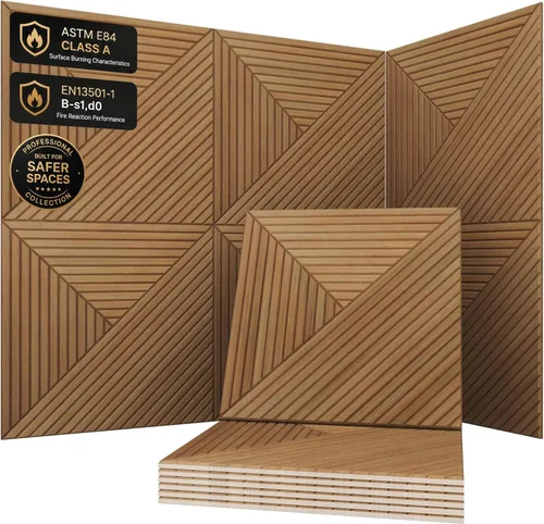 Vista 9 de Soon Global Paneles acústicos para pared, 6 piezas de 23.62 X 23.62 pulgadas, Paneles acústicos artísticos decorativos, Paneles acústicos