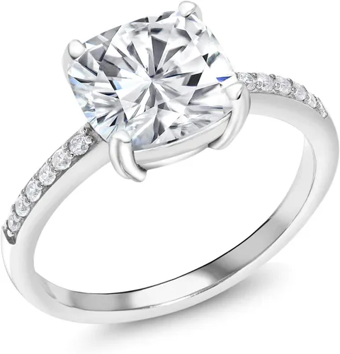 Vista 72 de Gem Stone King Anillo de compromiso de plata de ley 925 con piedra preciosa de corte cojín de 0.315 in Anillo de compromiso de aniversario de boda
