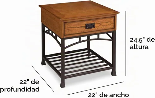 Vista 3 de Homestyles Mesa auxiliar moderna de roble envejecido Craftsman