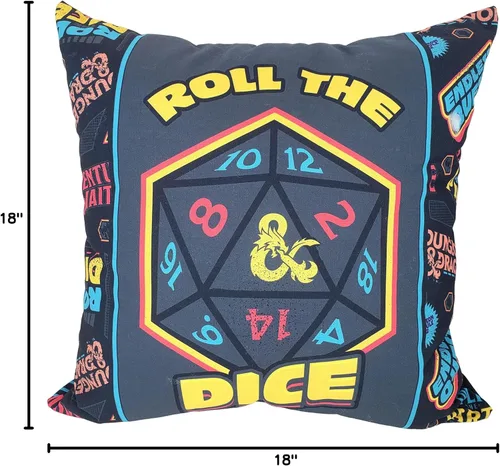 Vista 8 de Northwest Almohada Dungeons & Dragons, 18 x 18 pulgadas, Roll The Dice