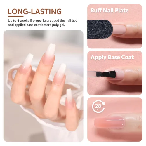 Vista 3 de GAOY - Juego de gel polivinílico de 6 colores clásicos rosa desnudo negro, kit de mejora de uñas de gel para arte de uñas DIY
