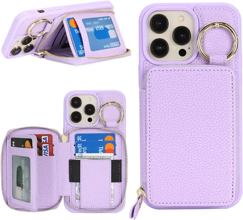 Vista 13 de Funda compatible con iPhone 11 con tarjetero, para iPhone 11, funda de teléfono con cremallera y ranura para mujer, 6.1 pulgadas, oro rosa
