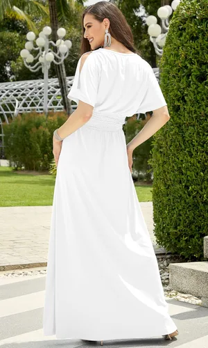 Vista 4 de KOH KOH Vestido largo de cóctel elegante con mangas divididas para mujer