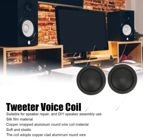 Vista 6 de 2 piezas de diafragma de repuesto de tweeter, bobina de voz de altavoz, accesorio de tweeter de cúpula de seda de tono alto para reemplazo de audio