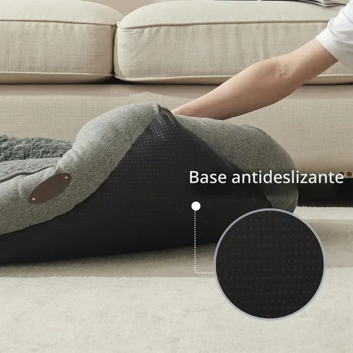 Vista 3 de Cama extra pequeña para perros y gatos, felpa de lujo, cómoda y duradera, lavable, rectangular, parte inferior antideslizante, tamaño 19 x 16 Gris