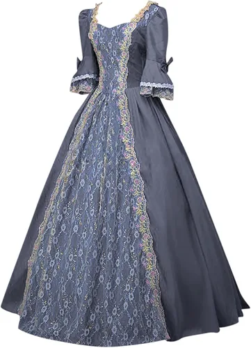 Vista 4 de Vestido medieval para mujer, vestido de baile victoriano, disfraz renacentista de los años 1800, vestido de reina, vestido de princesa, vestidos