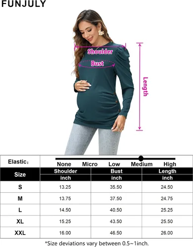 Vista 9 de Camisas de maternidad para mujer, cuello cuadrado, manga larga abombada, linda, casual, blusas, ropa de otoño