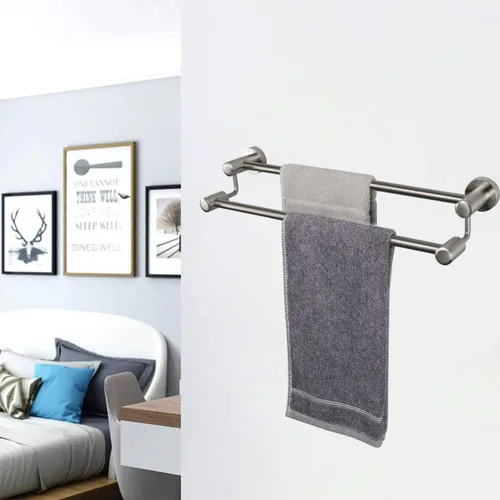 Vista 6 de TocTen Barra Doble para Toallas de Baño - Toallero de Acero Inoxidable SUS304 Reforzado para Baño, Accesorios de Baño Barra Doble para Toallas