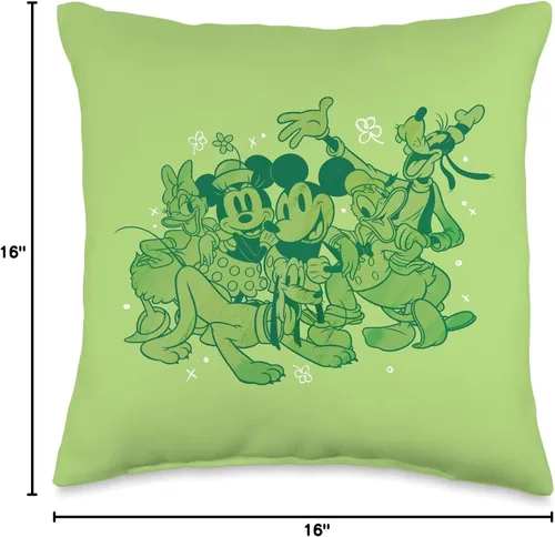 Vista 4 de Disney Mickey and Friends - Almohada verde para el día de San Patricio, 16.0 x 16.0 in, multicolor