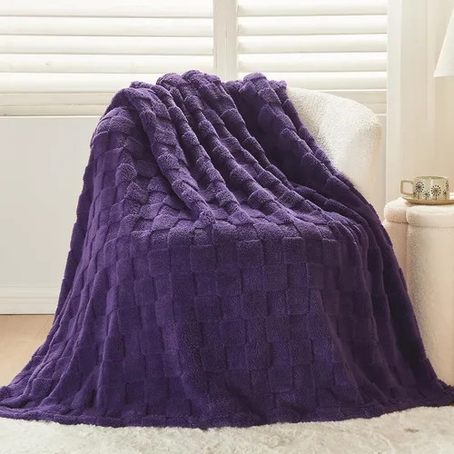 Vista 69 de NEWCOSPLAY Manta súper suave de franela sedosa de alta calidad con diseño de punto gofre 3D, ligera, para uso en todas las estaciones