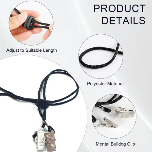 Vista 3 de UPSTORE Paquete de 4 correas ajustables para el cuello con clip de servilleta para ancianos, adultos, bebés