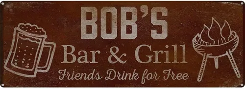 Vista 76 de Adam's Bar and Grill Friends Drink for Free, cartel de aluminio de 5.75 x 15.5 pulgadas, accesorios personalizados para bar y decoración de pared