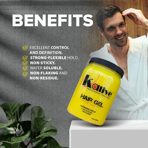 Vista 3 de KALIVE Gel de peinado para hombre de 64 onzas, fijación fuerte y brillo ligero todo el día, producto de cabello para hombre, aroma fresco, sin
