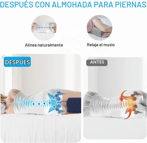 Vista 7 de Almohada de rodilla para dormir de lado, almohada de piernas con gel refrescante, azul/grande
