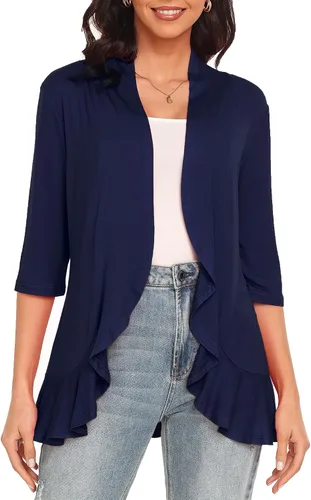 Vista 25 de Argstar Cárdigan de manga 3/4 para mujer (S-3XL), casual, ligero Negro