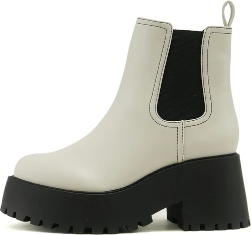 Vista 6 de Soda INSTANT - Botines Chelsea de tacón medio con suela gruesa para mujer, con doble elástico Negro