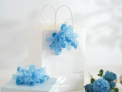 Vista 9 de HUIHUANG Lazos azules para envolver regalos, lazos de regalo azul bebé, 5 pulgadas x 8 unidades, lazo rizado autoadhesivo para regalos, bolsa