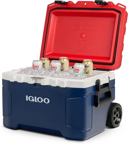 Vista 2 de Igloo Trailmate - Hielera con ruedas de 52 cuartos de galón, baúl de hielo rígido aislado, Americana